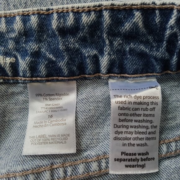 Time and Tru Acid Wash Mid Rise Straight Leg Distressed Denim Jeans Women's 16 - Picture 4 of 13